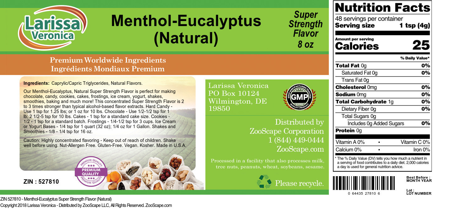 Menthol-Eucalyptus Super Strength Flavor (Natural) - Label