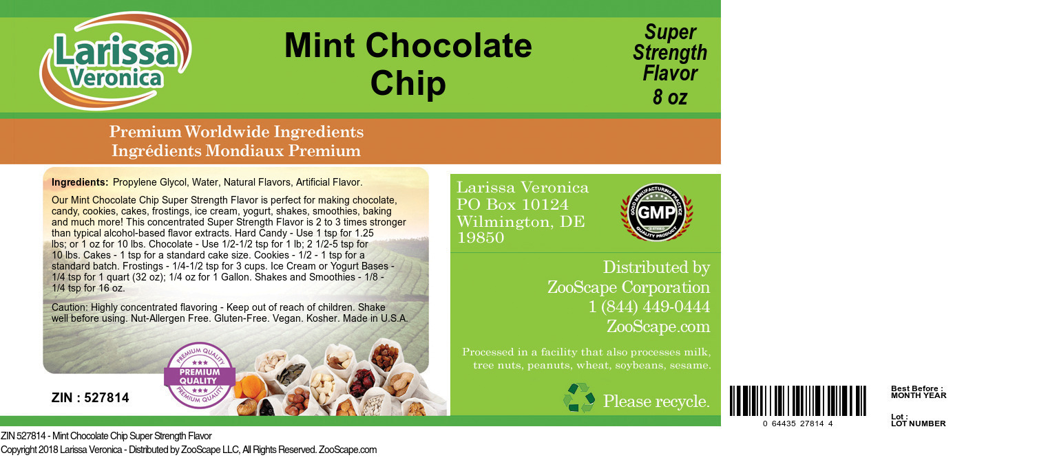 Mint Chocolate Chip Super Strength Flavor - Label