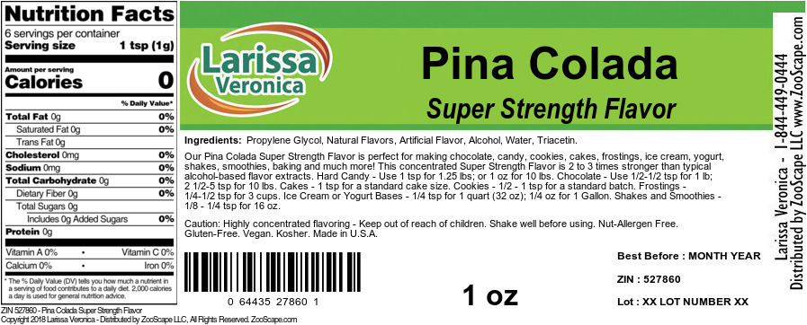 Pina Colada Super Strength Flavor - Label