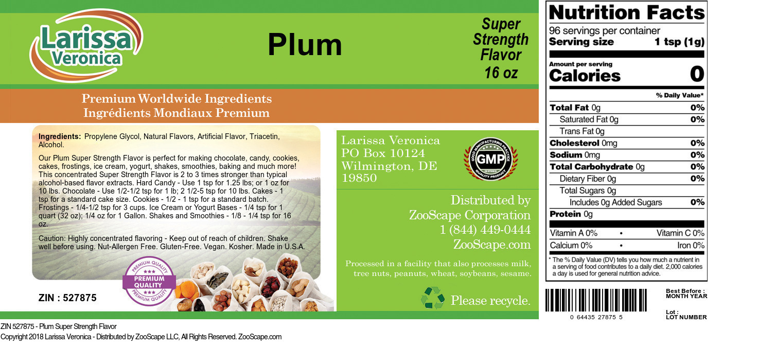 Plum Super Strength Flavor - Label