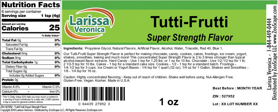 Tutti-Frutti Super Strength Flavor - Label