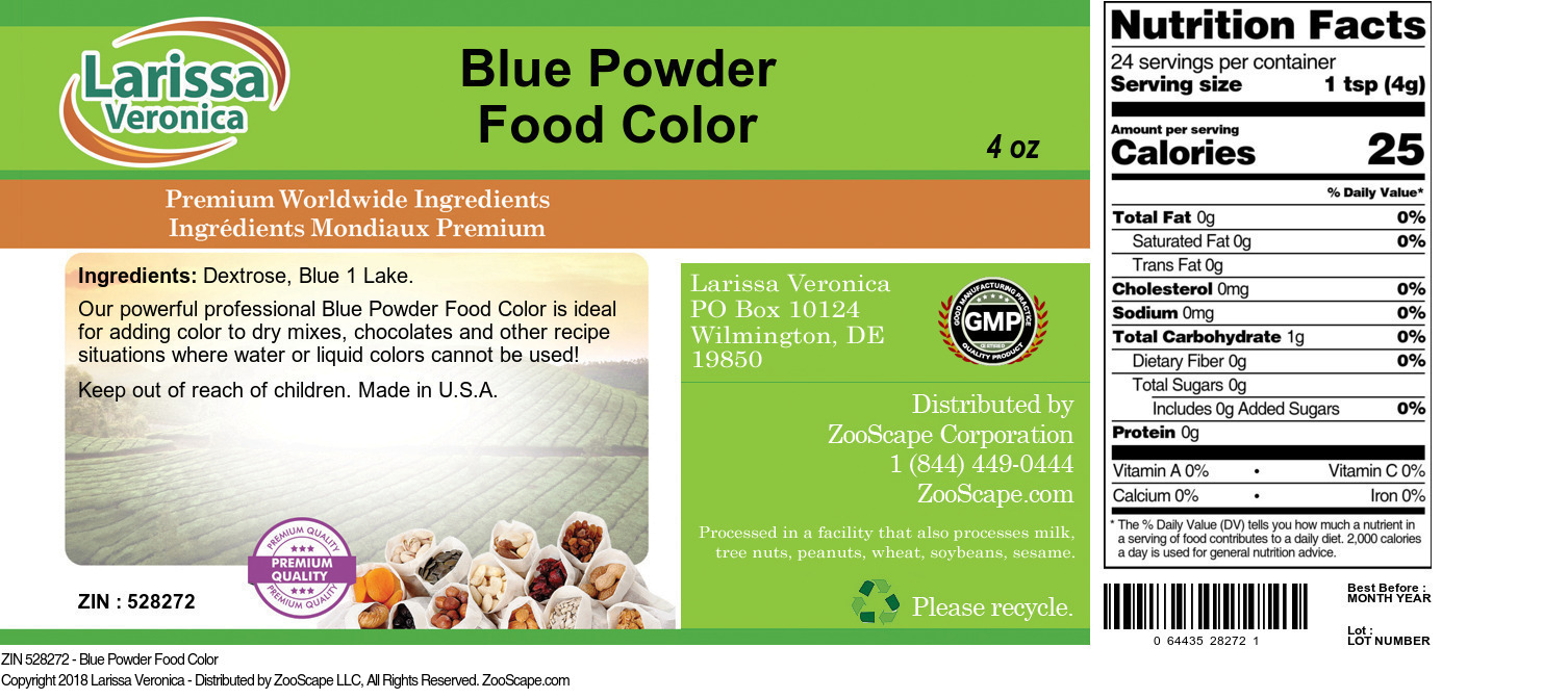 Blue Powder Food Color - Label
