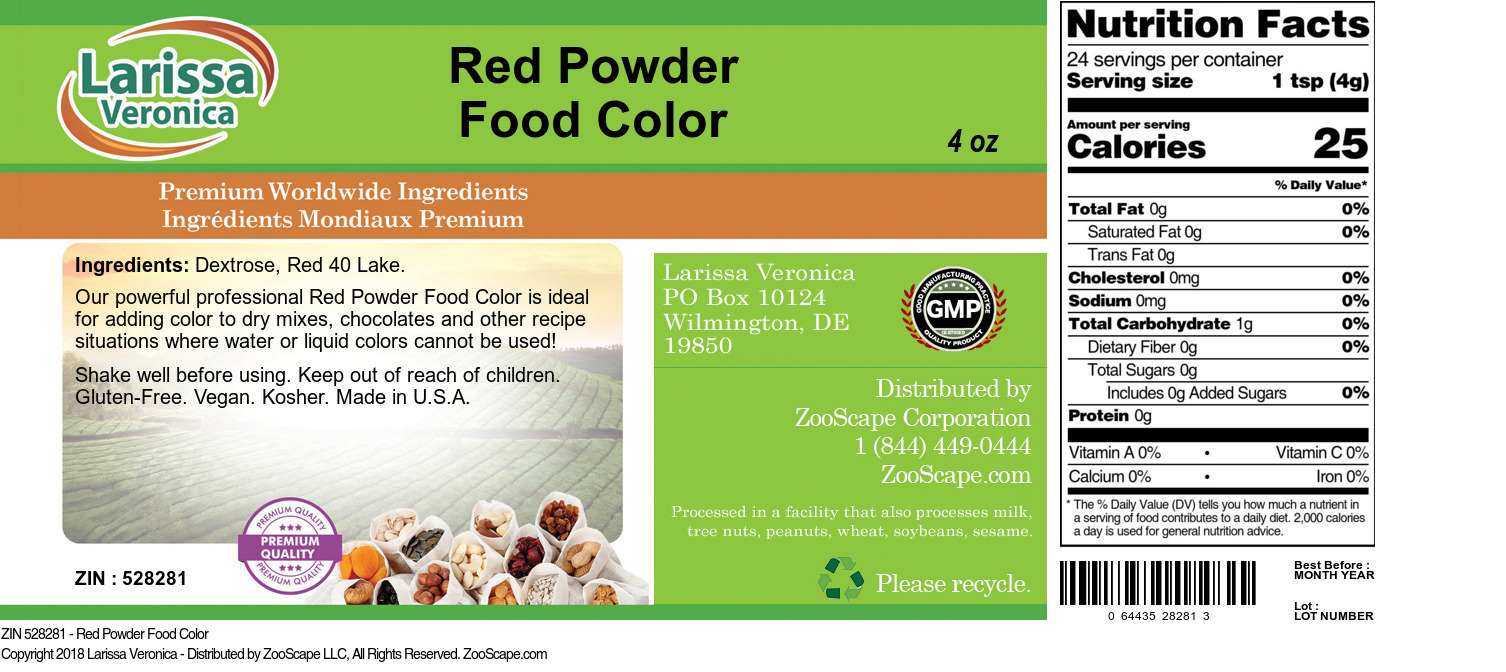 Red Powder Food Color - Label