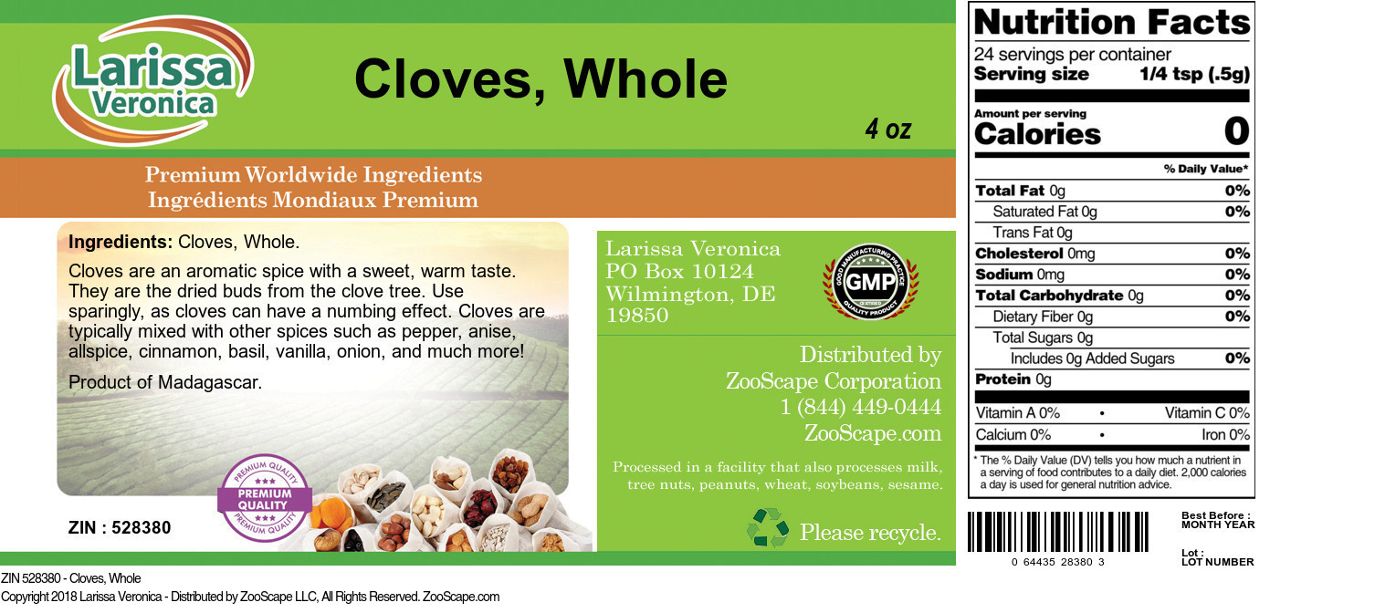 Cloves, Whole - Label