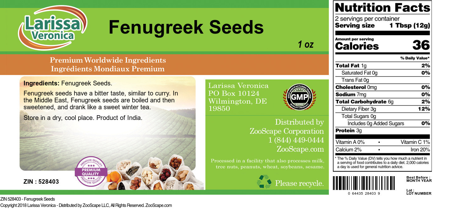 Fenugreek Seeds - Label