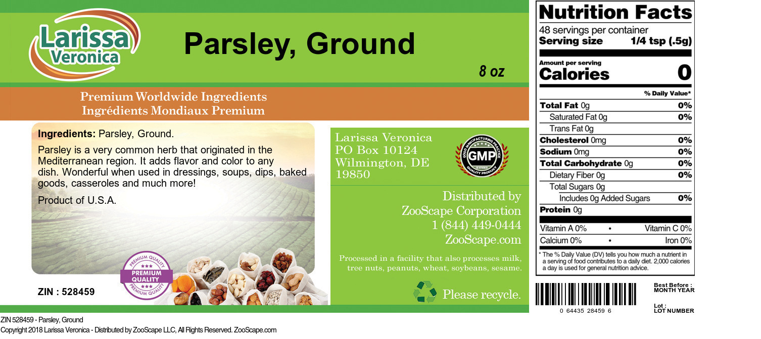 Parsley, Ground - Label