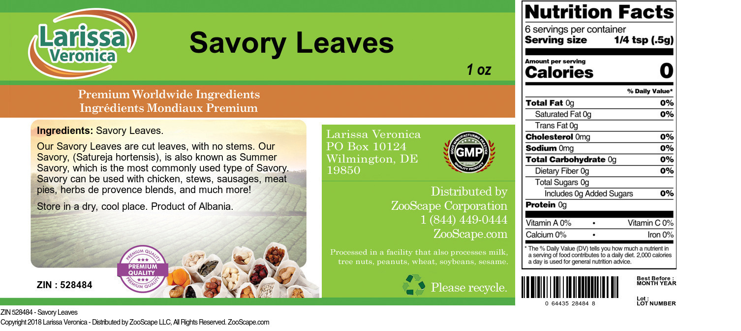 Savory Leaves - Label