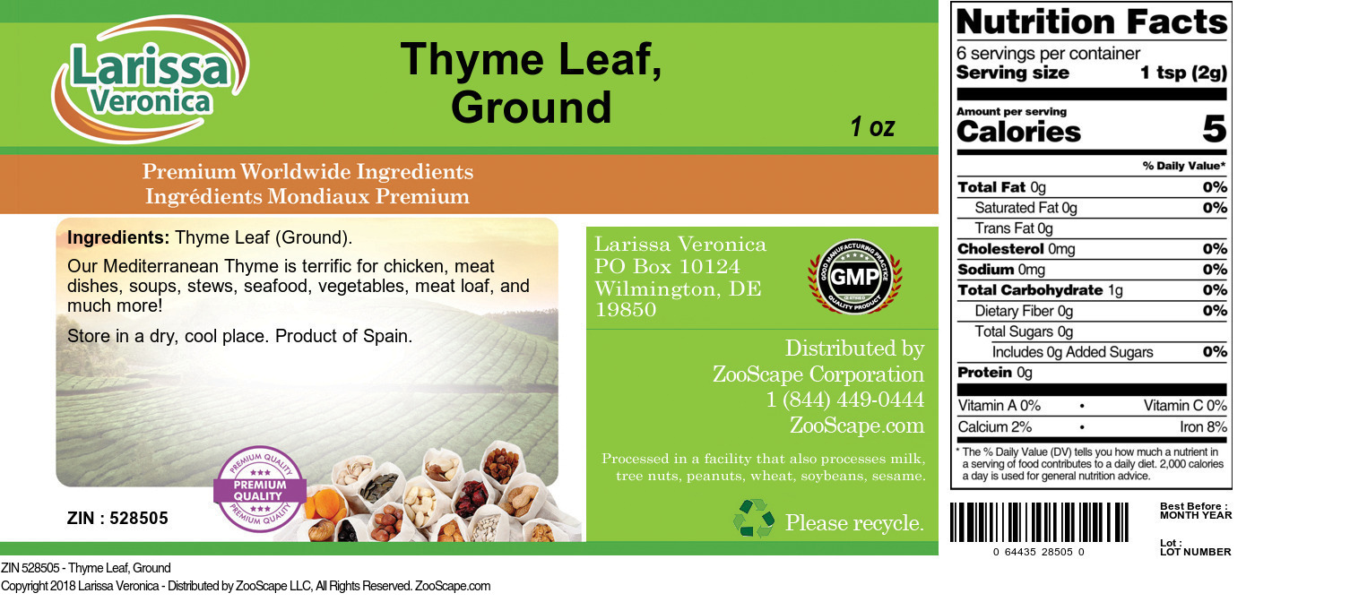 Thyme Leaf, Ground - Label