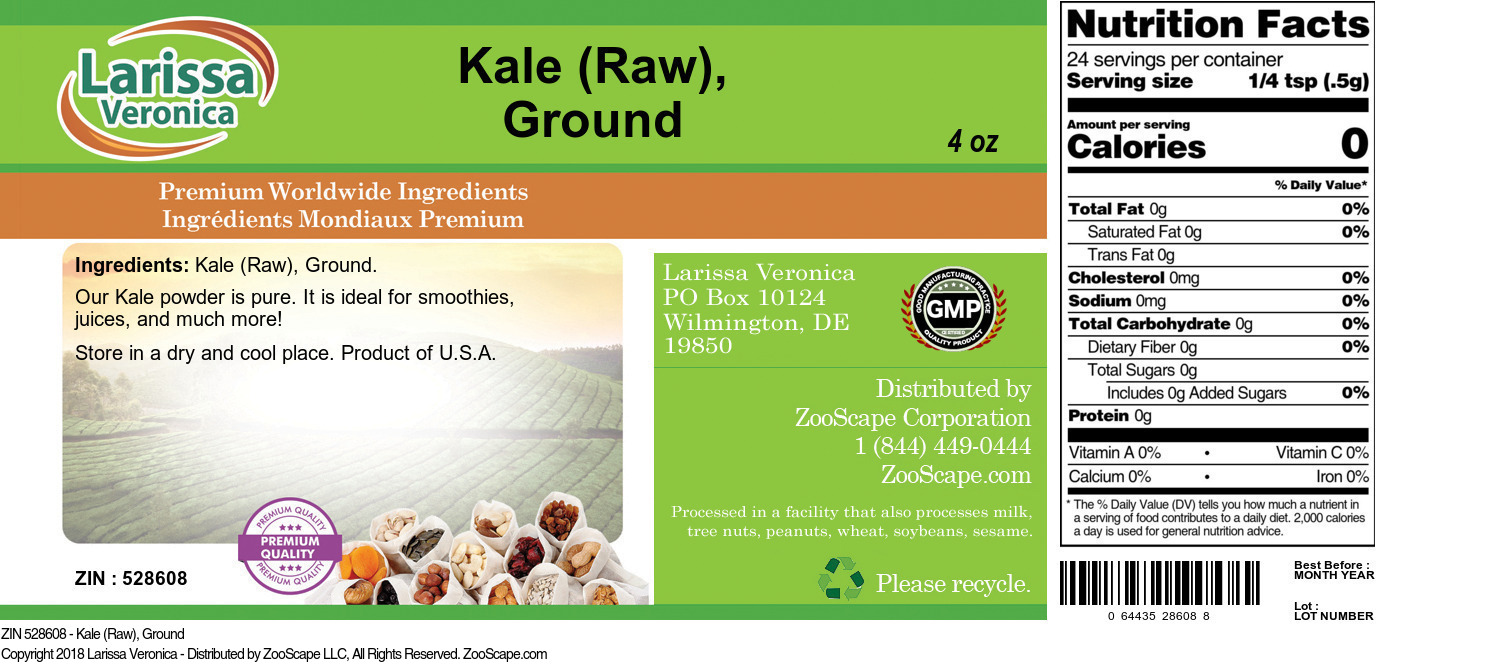 Kale (Raw), Ground - Label