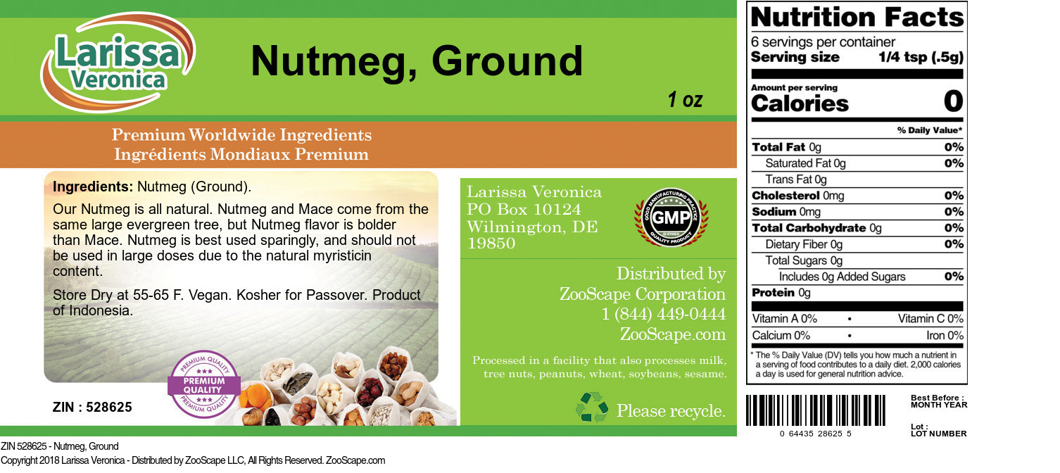 Nutmeg, Ground - Label