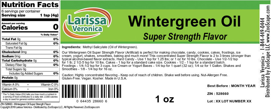 Wintergreen Oil Super Strength Flavor - Label