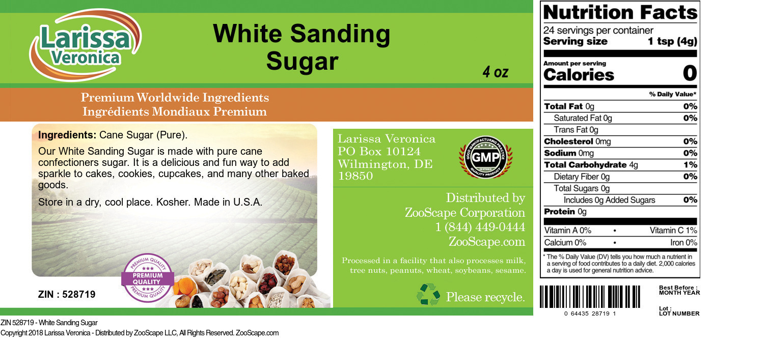 White Sanding Sugar - Label