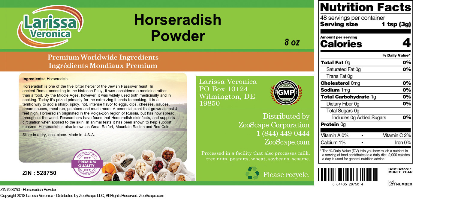 Horseradish Powder - Label