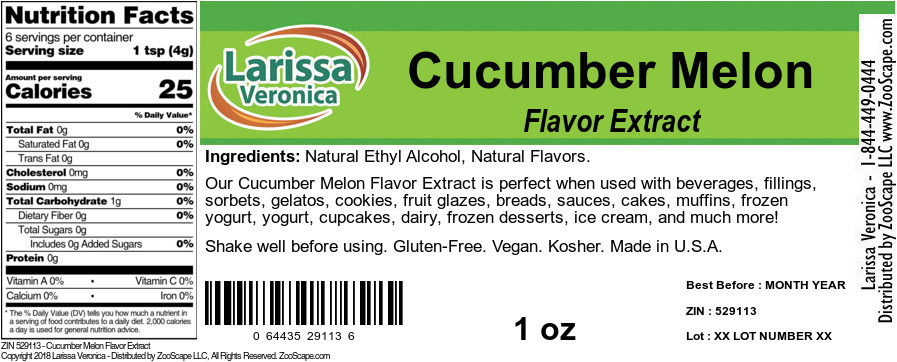 Cucumber Melon Flavor Extract - Label