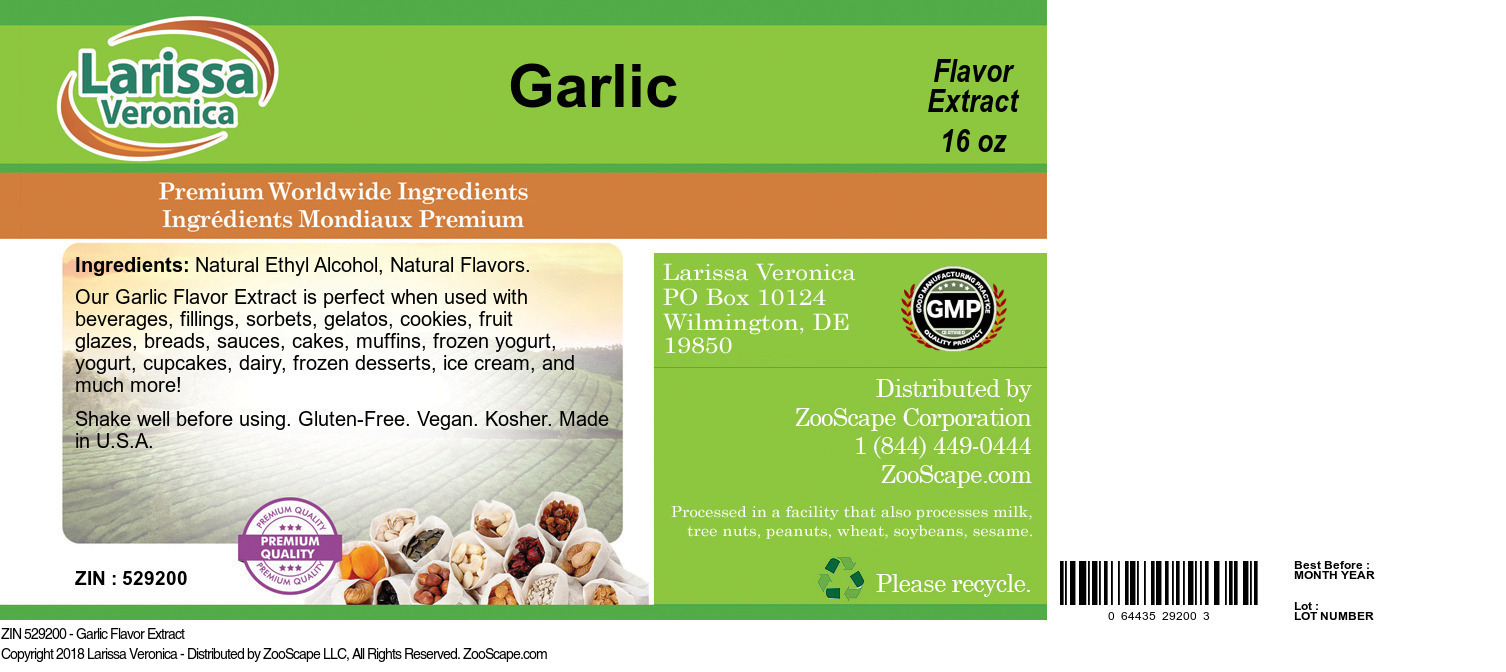 Garlic Flavor Extract - Label