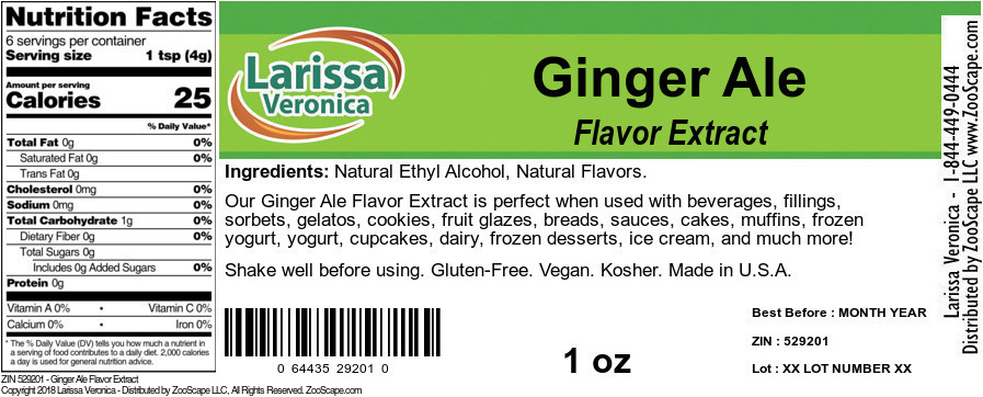 Ginger Ale Flavor Extract - Label