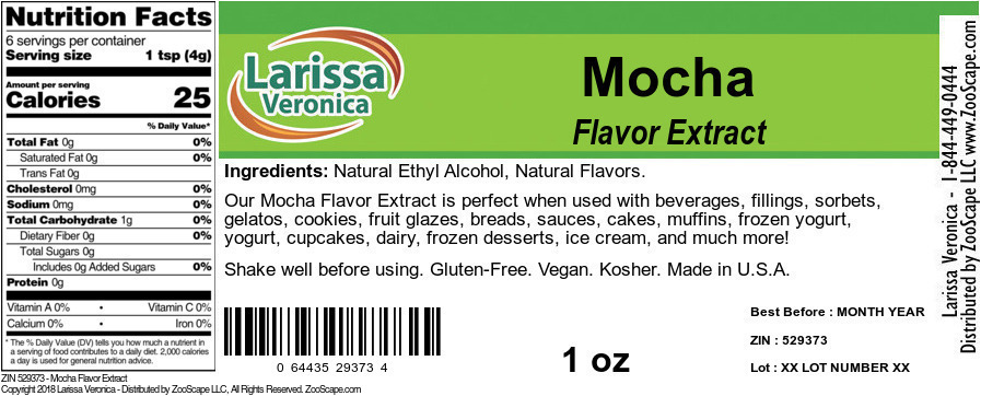 Mocha Flavor Extract - Label