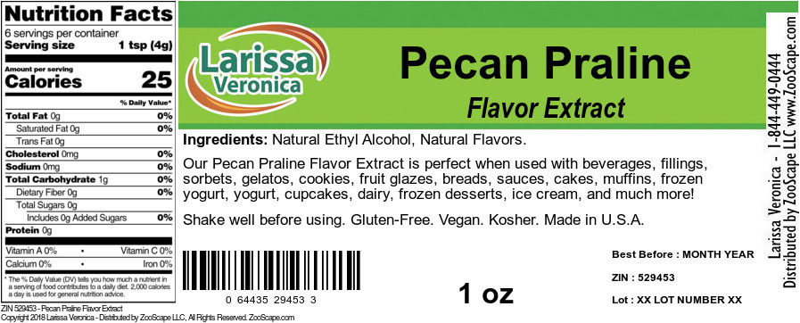 Pecan Praline Flavor Extract - Label