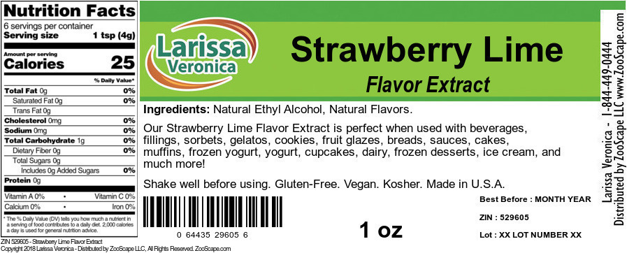 Strawberry Lime Flavor Extract - Label