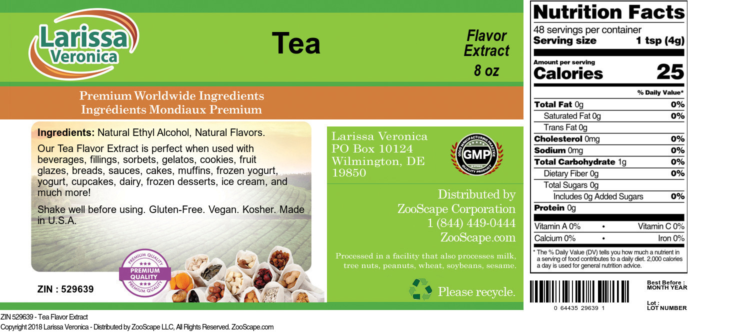 Tea Flavor Extract - Label
