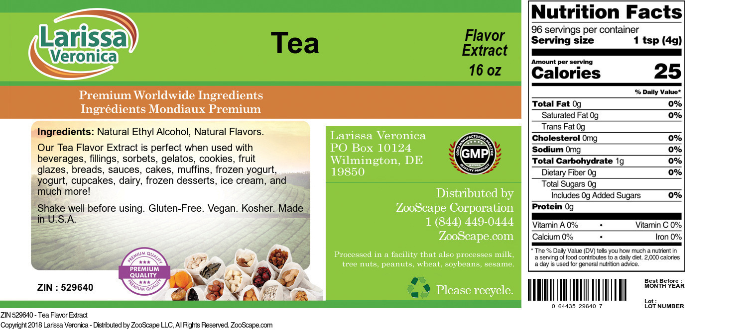 Tea Flavor Extract - Label