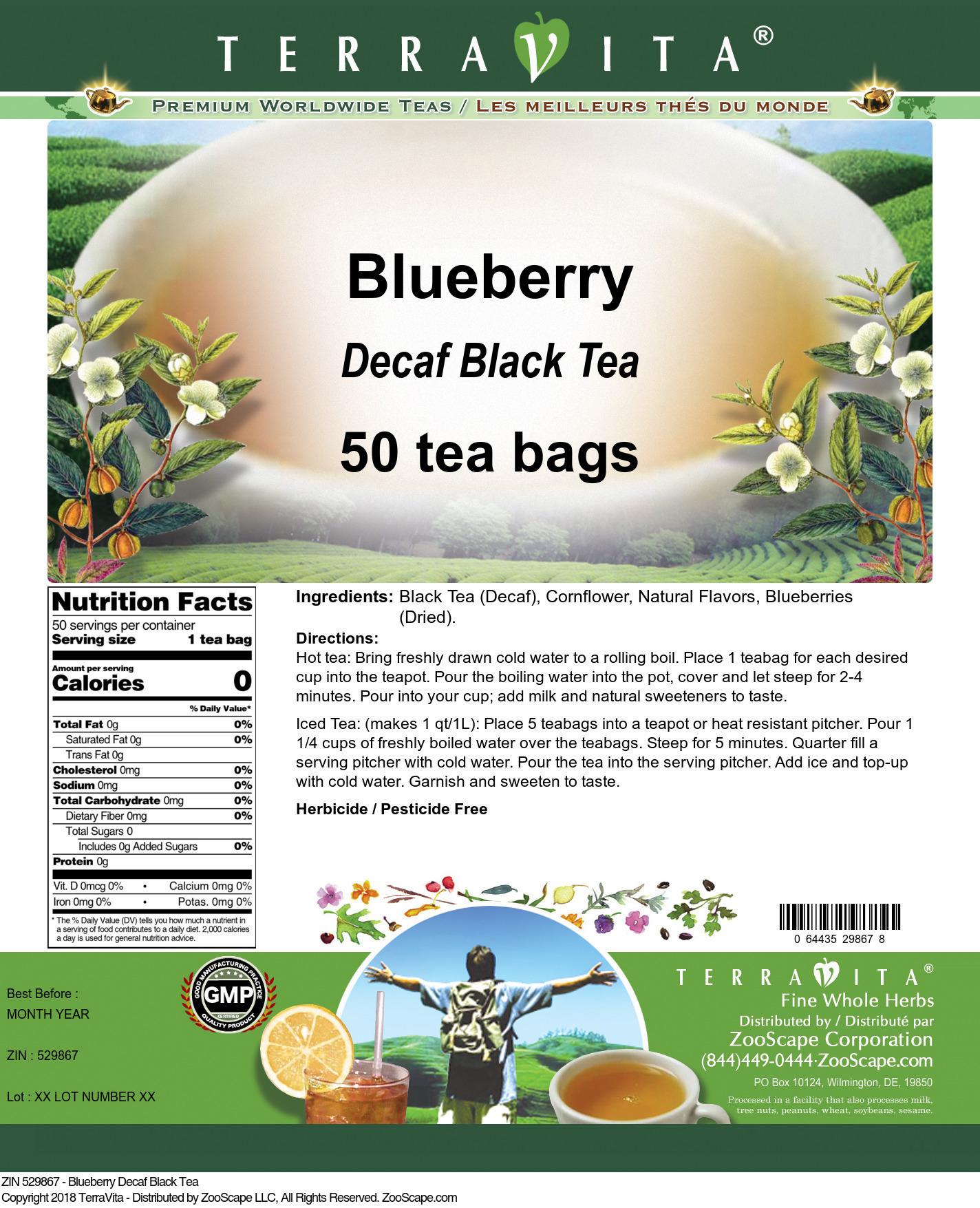 Blueberry Decaf Black Tea - Label