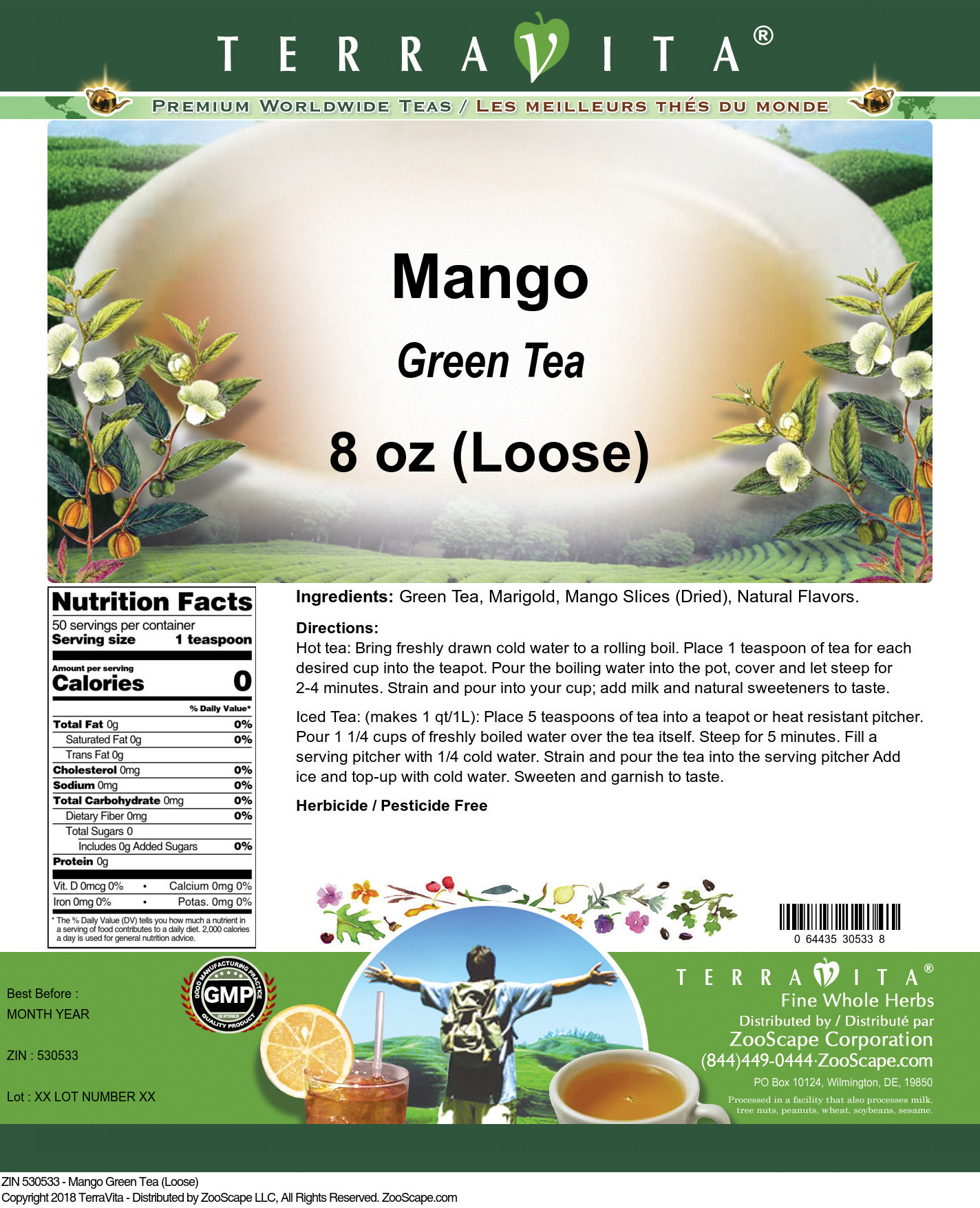 Mango Green Tea (Loose) - Label