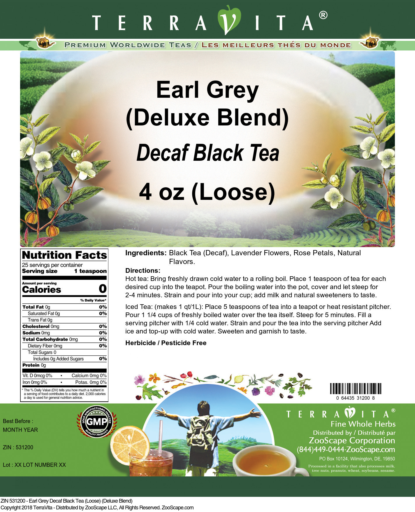Earl Grey Decaf Black Tea (Loose) (Deluxe Blend) - Label