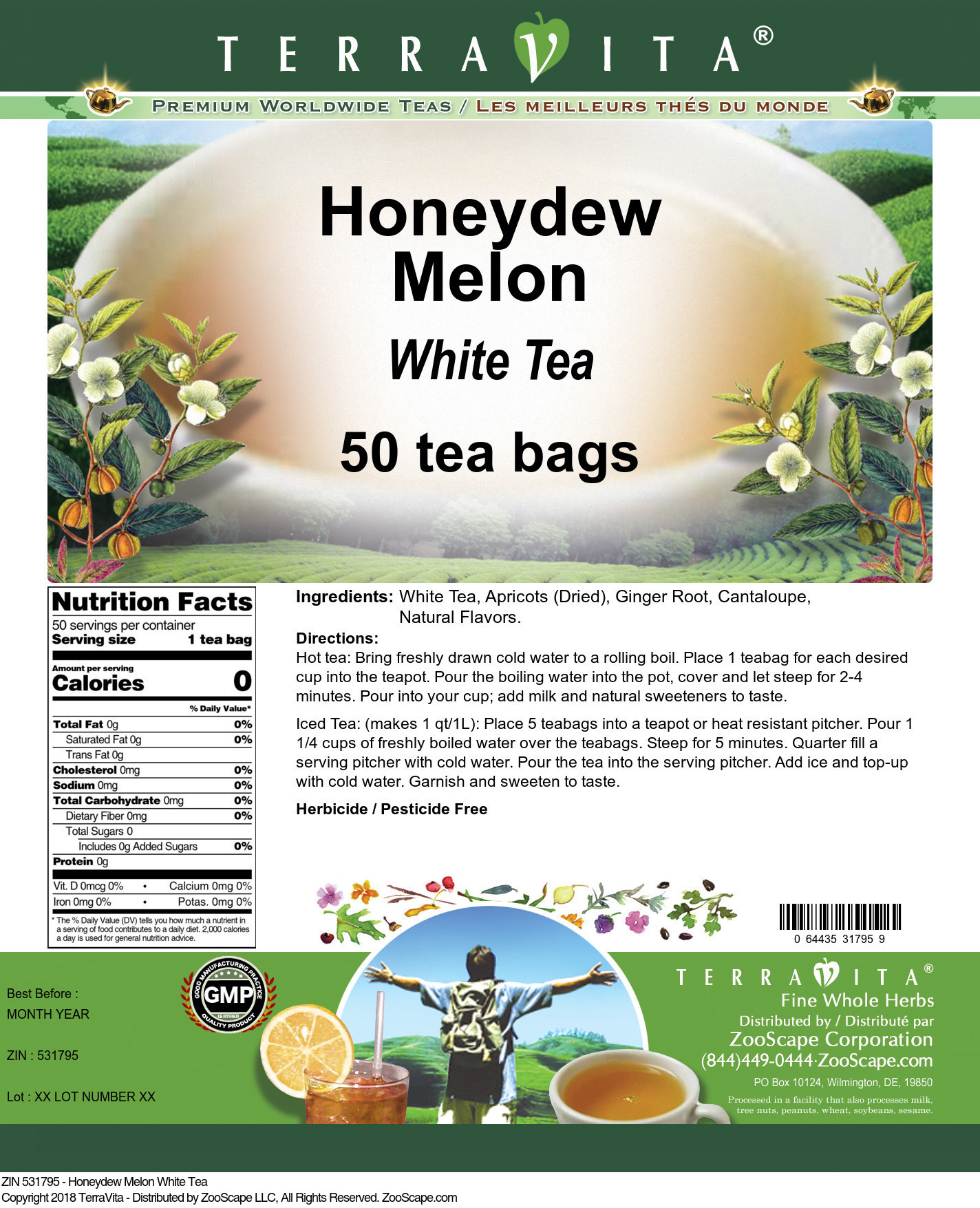 Honeydew Melon White Tea - Label