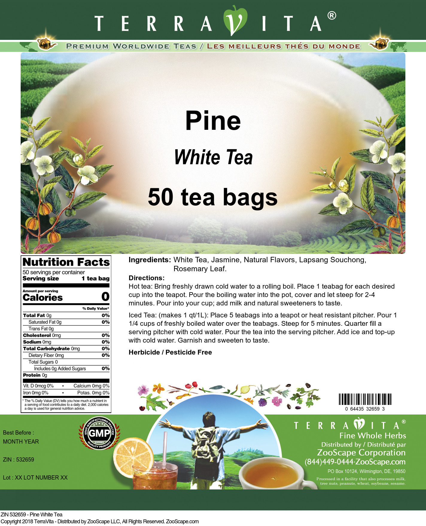 Pine White Tea - Label