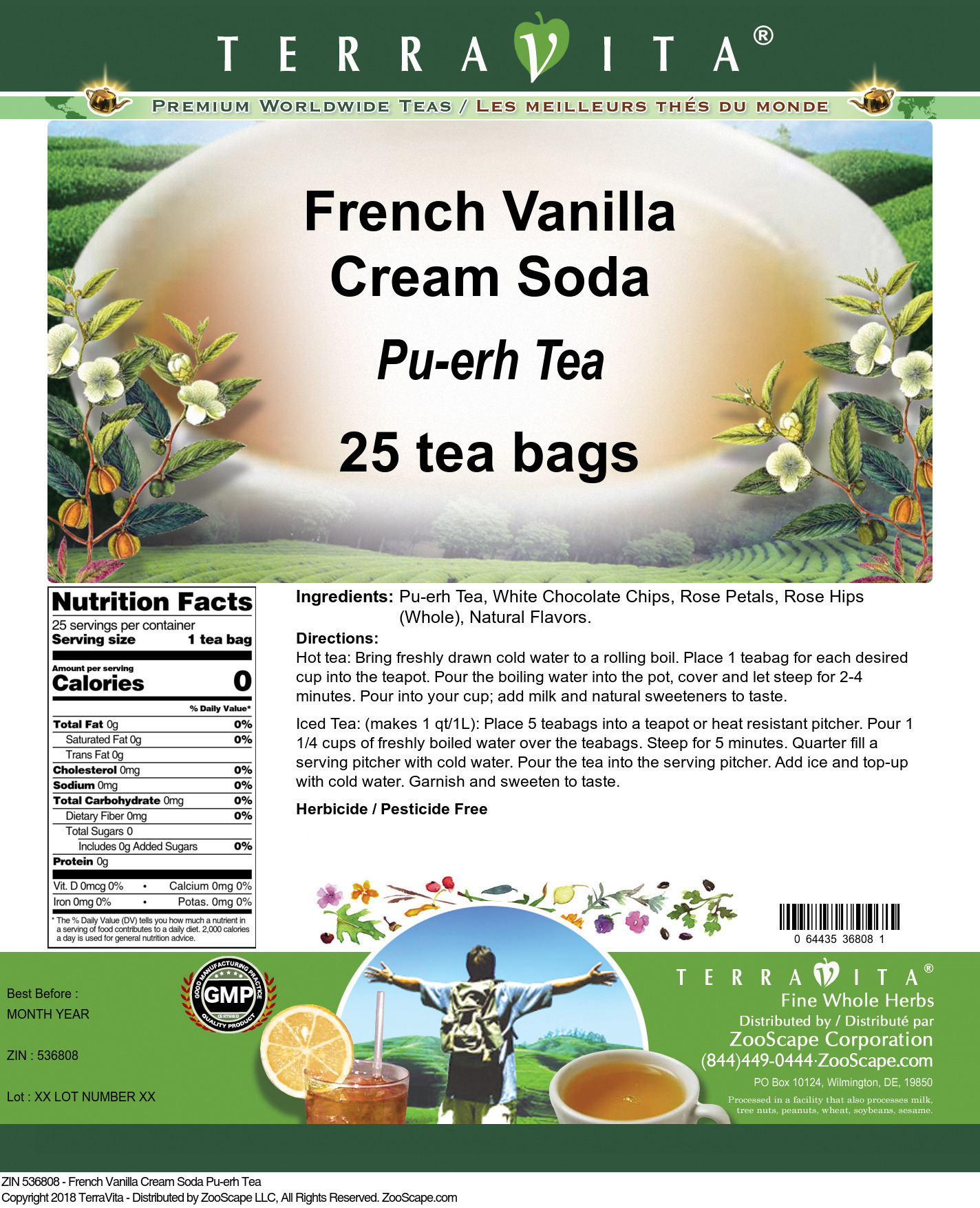 French Vanilla Cream Soda Pu-erh Tea - Label
