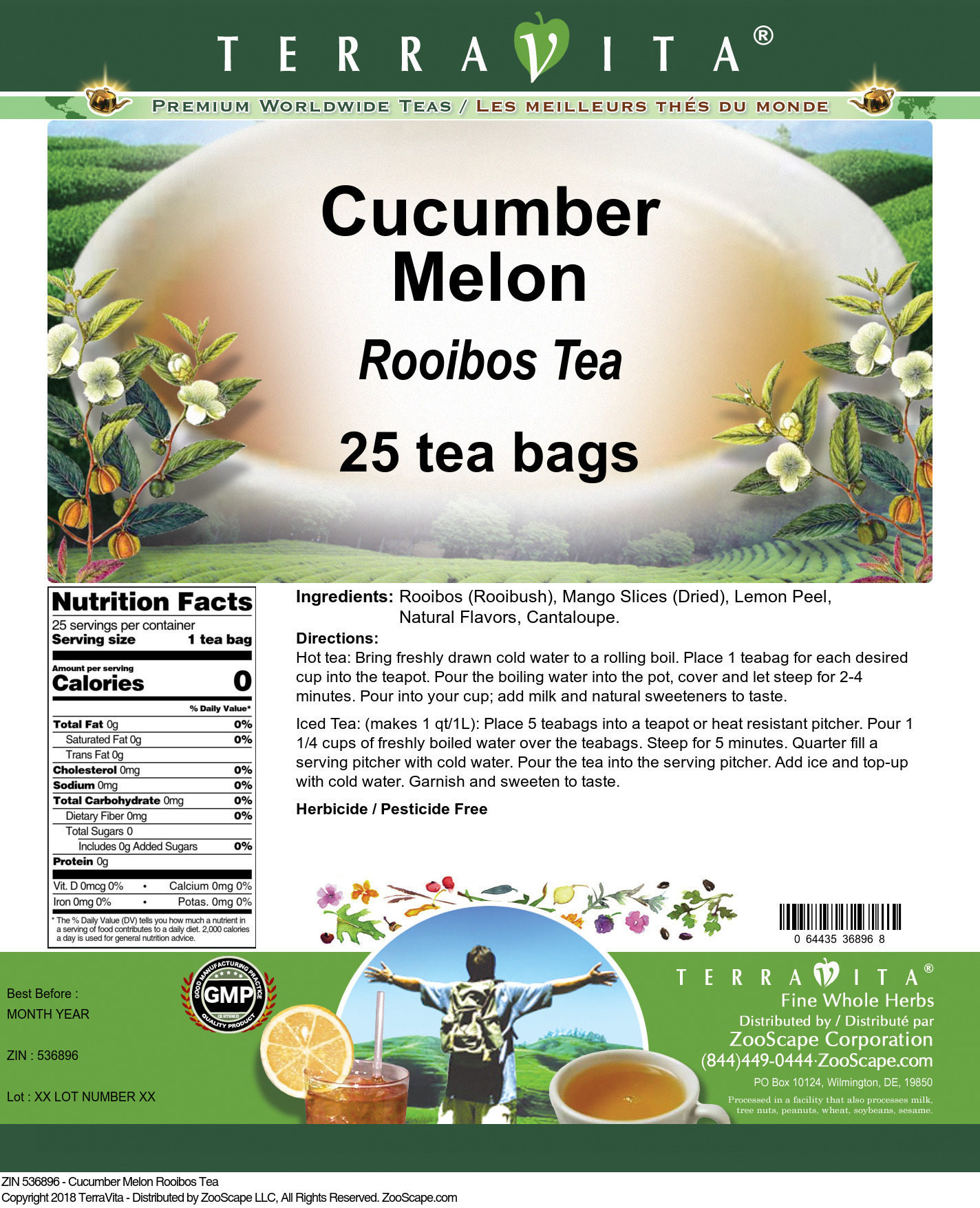 Cucumber Melon Rooibos Tea - Label
