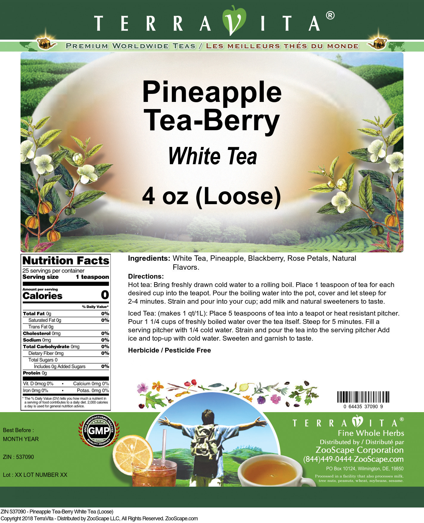Pineapple Tea-Berry White Tea (Loose) - Label