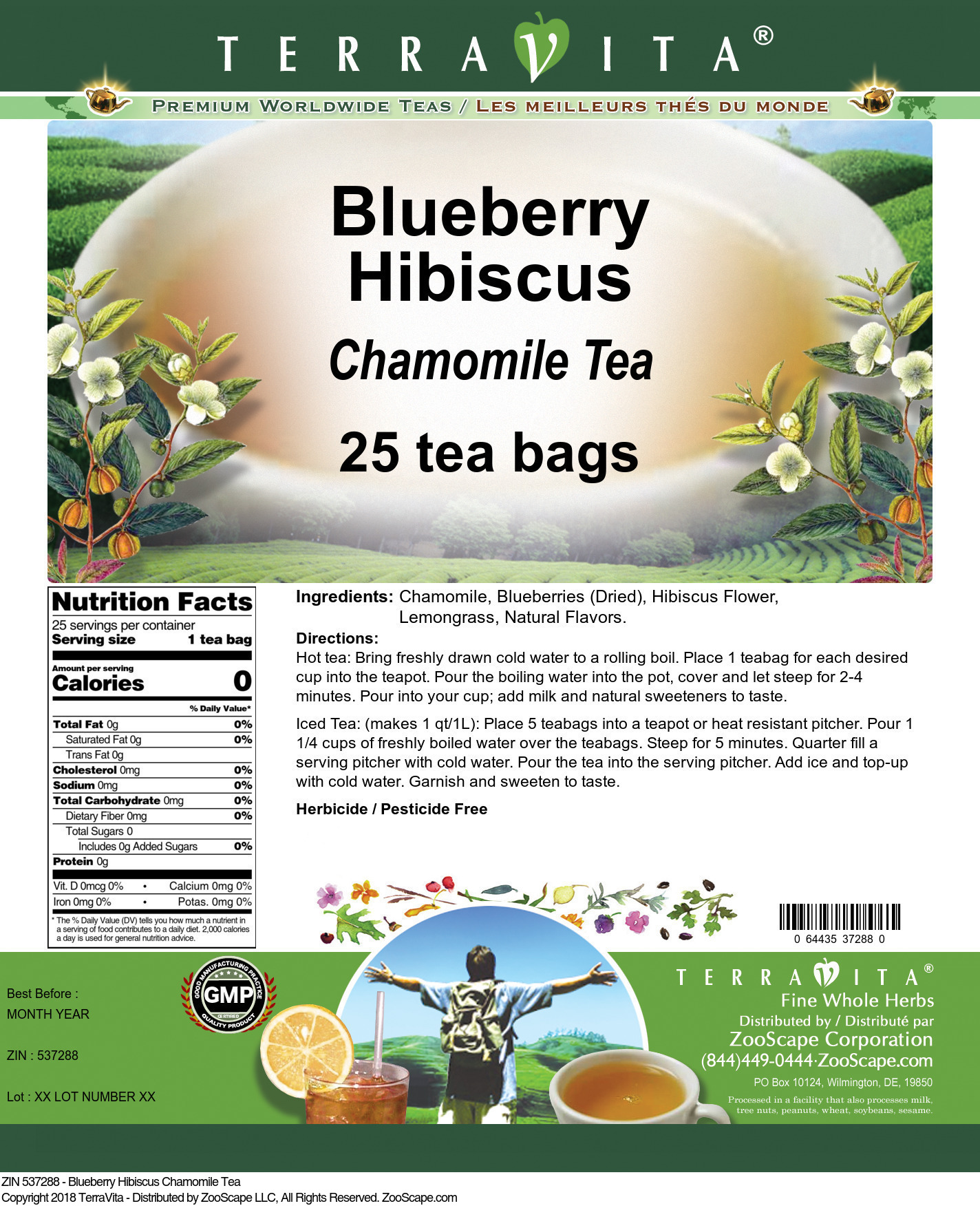 Blueberry Hibiscus Chamomile Tea - Label