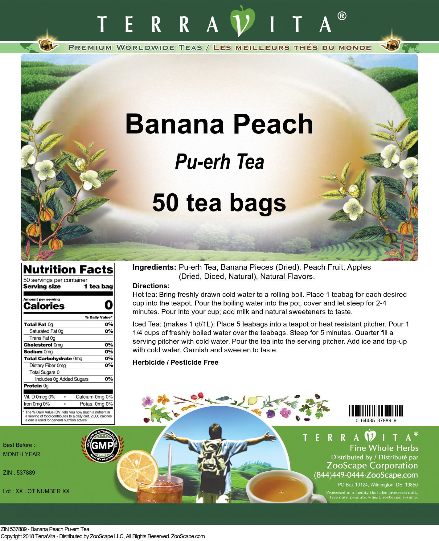 Banana Peach Pu-erh Tea - Label
