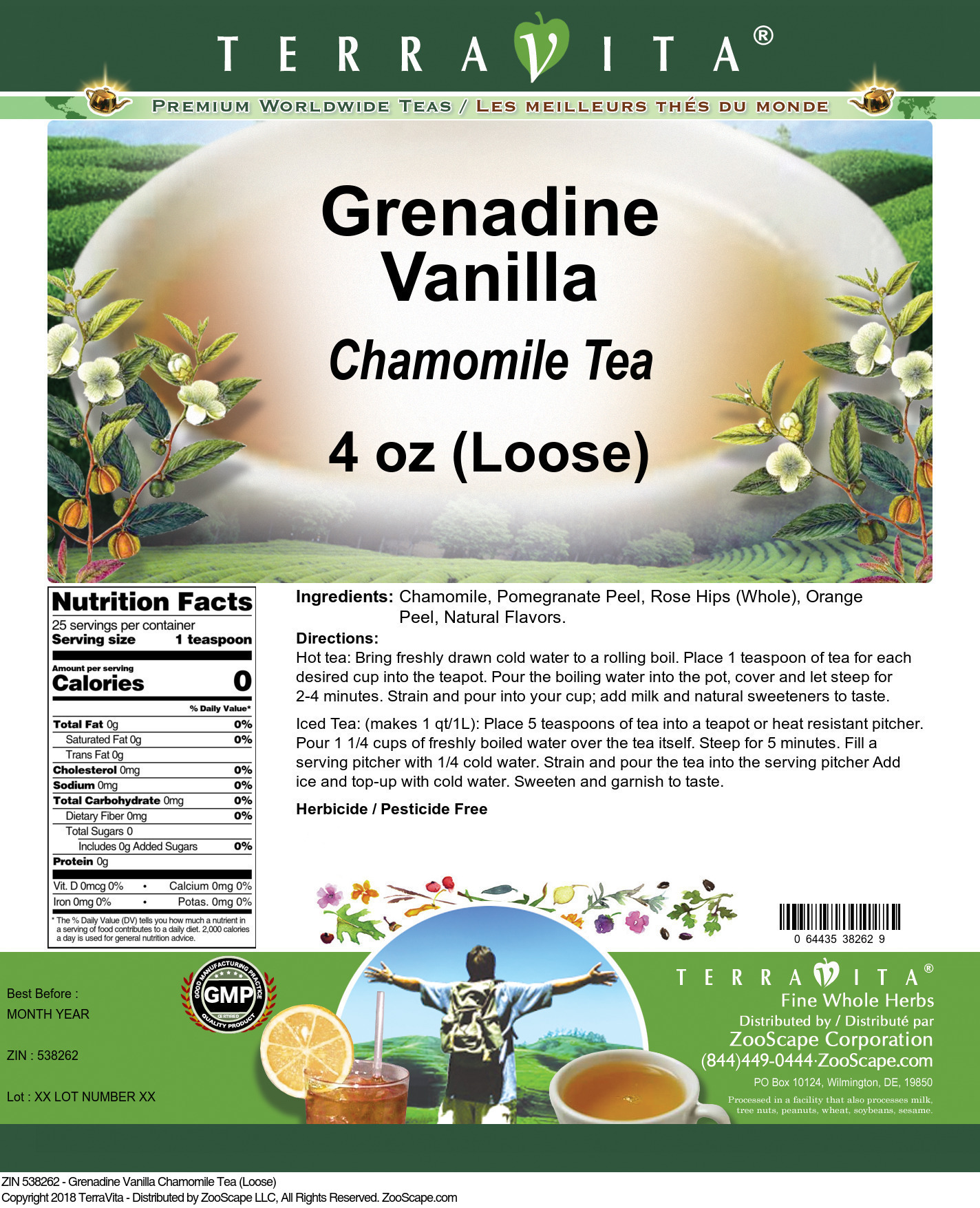Grenadine Vanilla Chamomile Tea (Loose) - Label