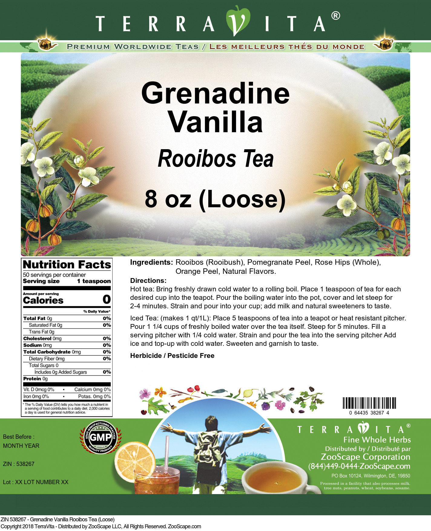 Grenadine Vanilla Rooibos Tea (Loose) - Label