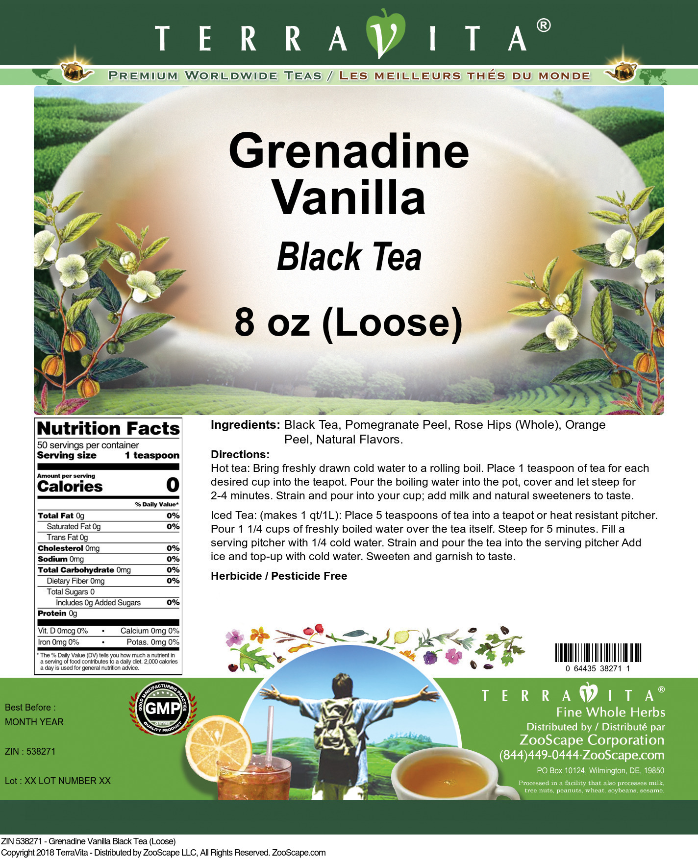 Grenadine Vanilla Black Tea (Loose) - Label