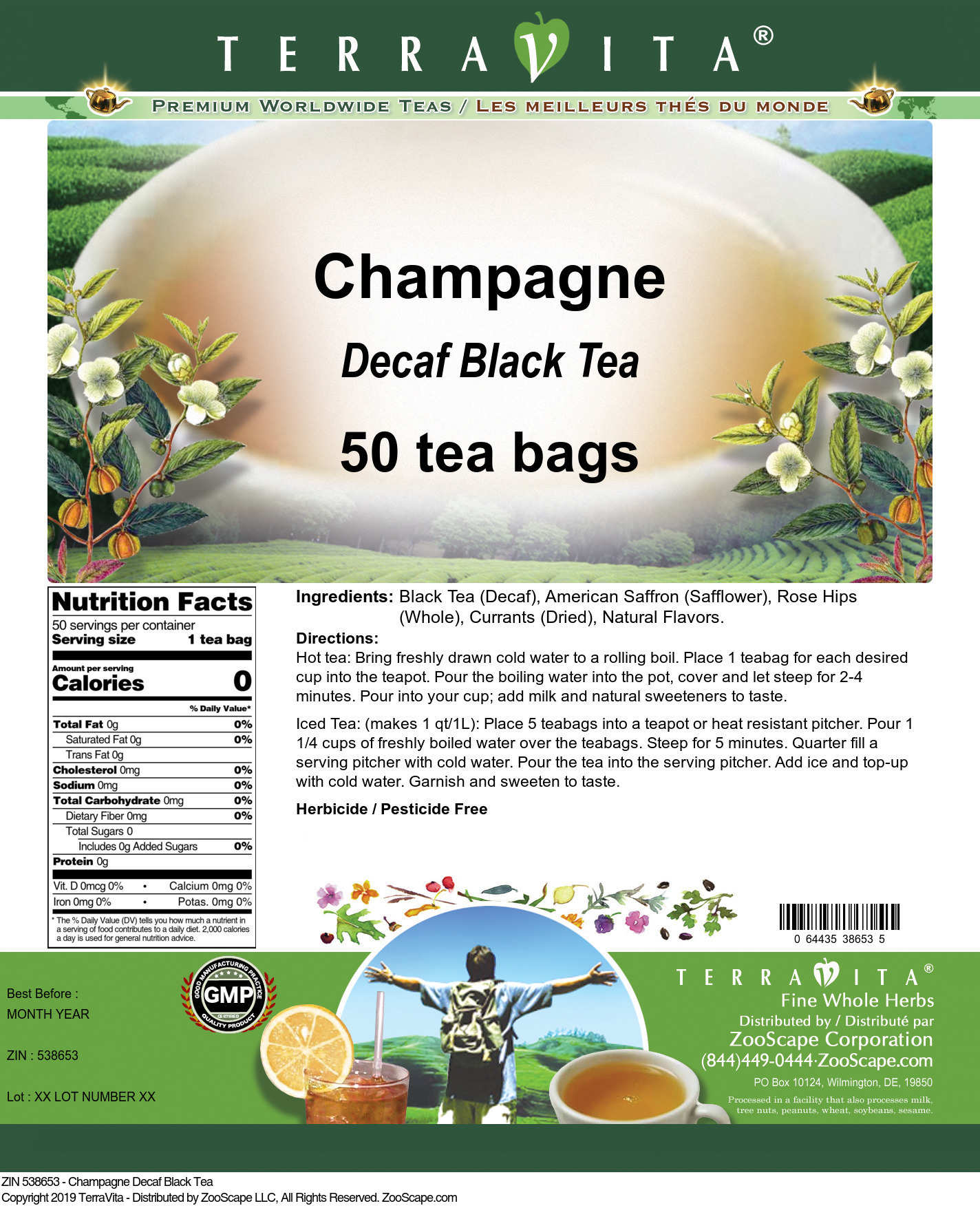 Champagne Decaf Black Tea - Label