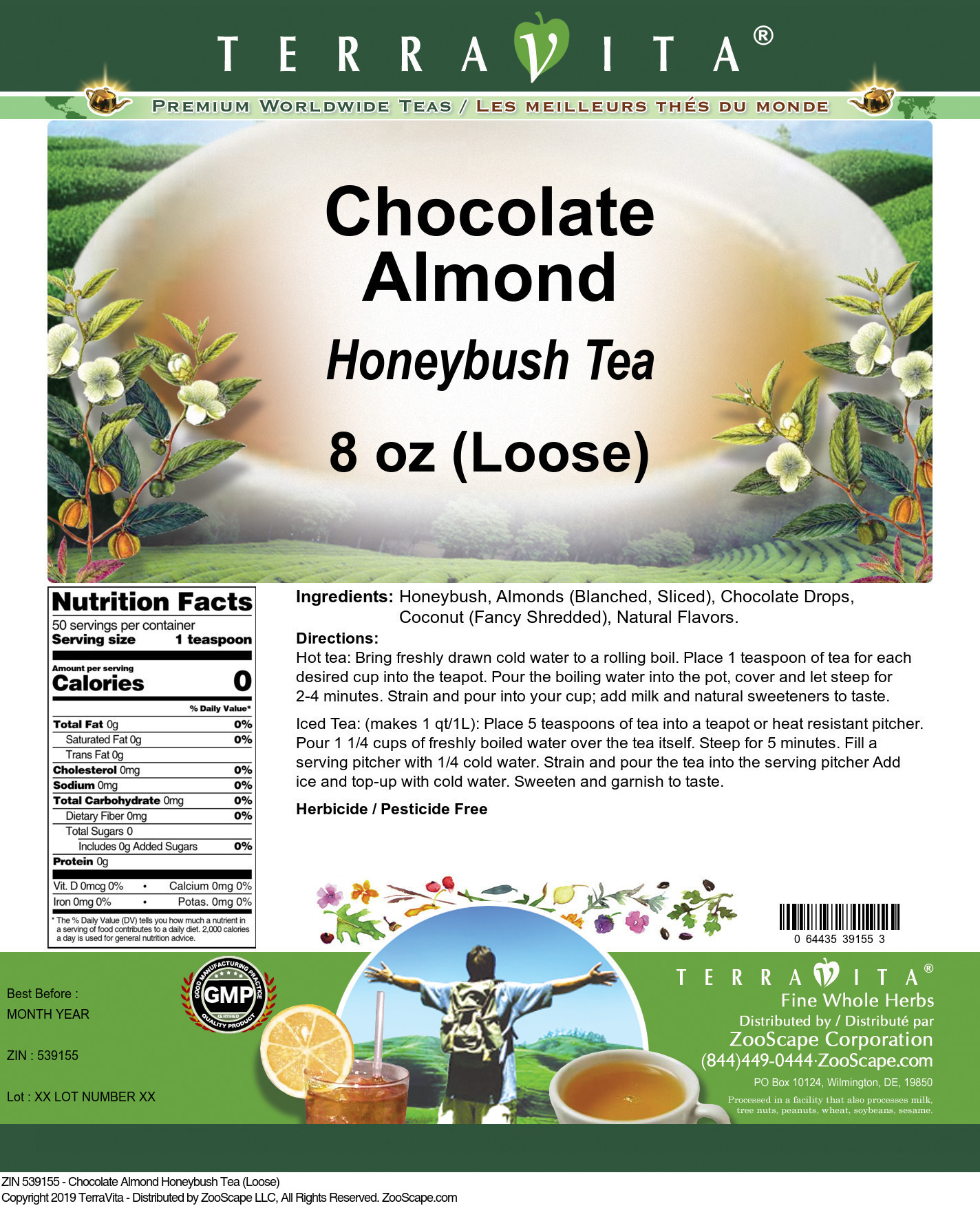 Chocolate Almond Honeybush Tea (Loose) - Label