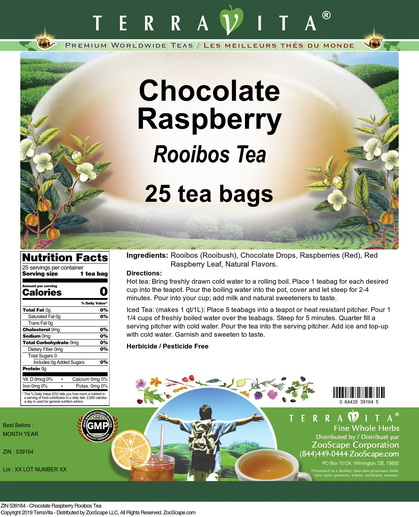 Chocolate Raspberry Rooibos Tea - Label