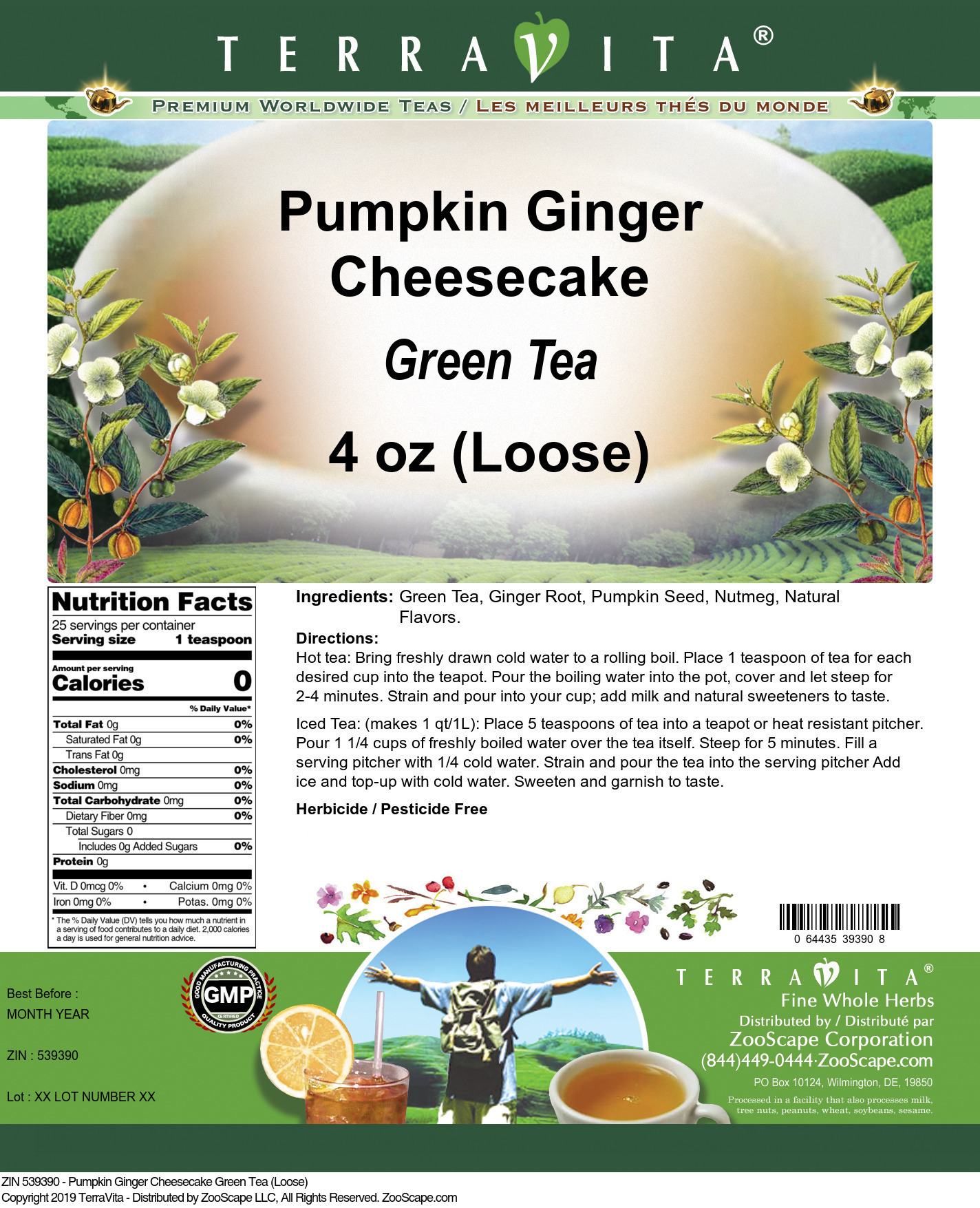 Pumpkin Ginger Cheesecake Green Tea (Loose) - Label
