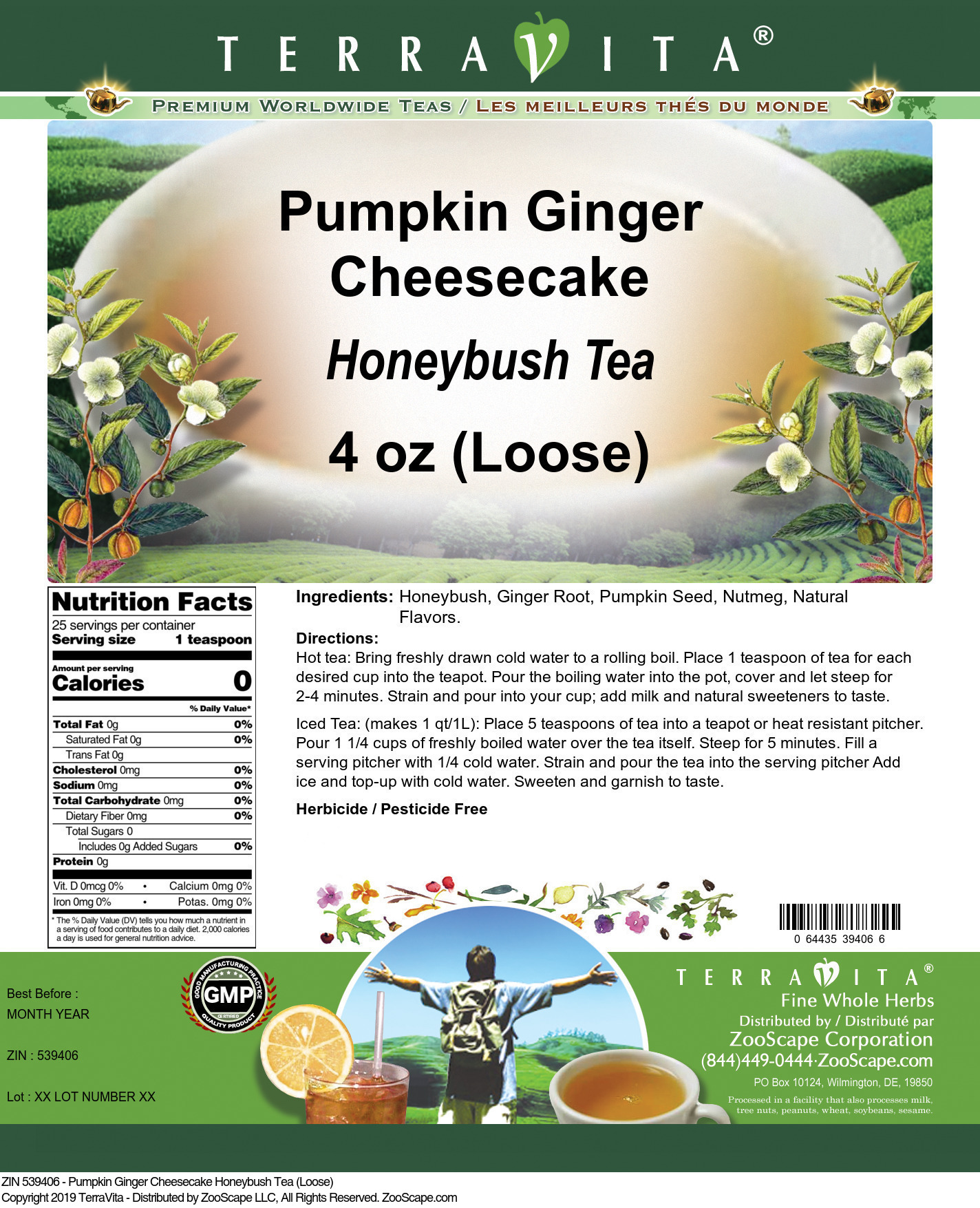 Pumpkin Ginger Cheesecake Honeybush Tea (Loose) - Label