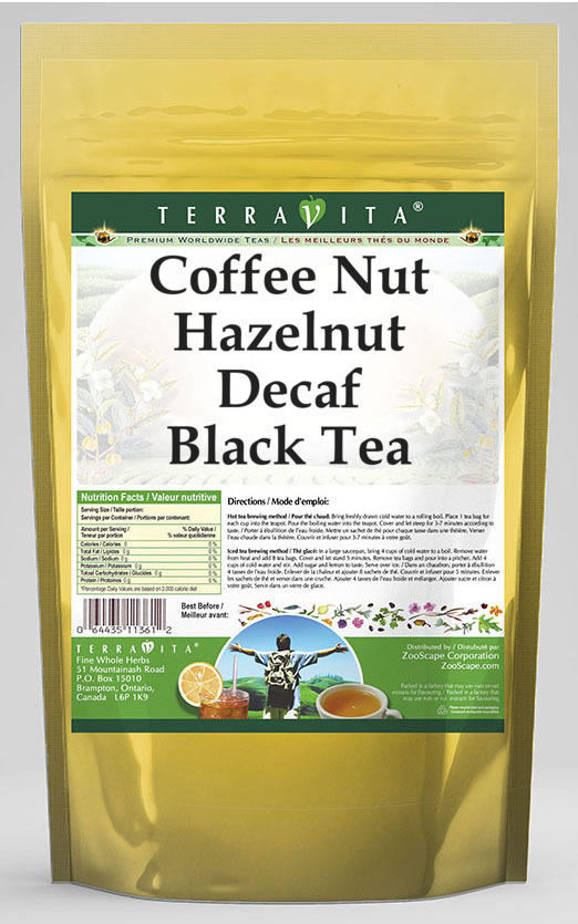 Coffee Nut Hazelnut Decaf Black Tea