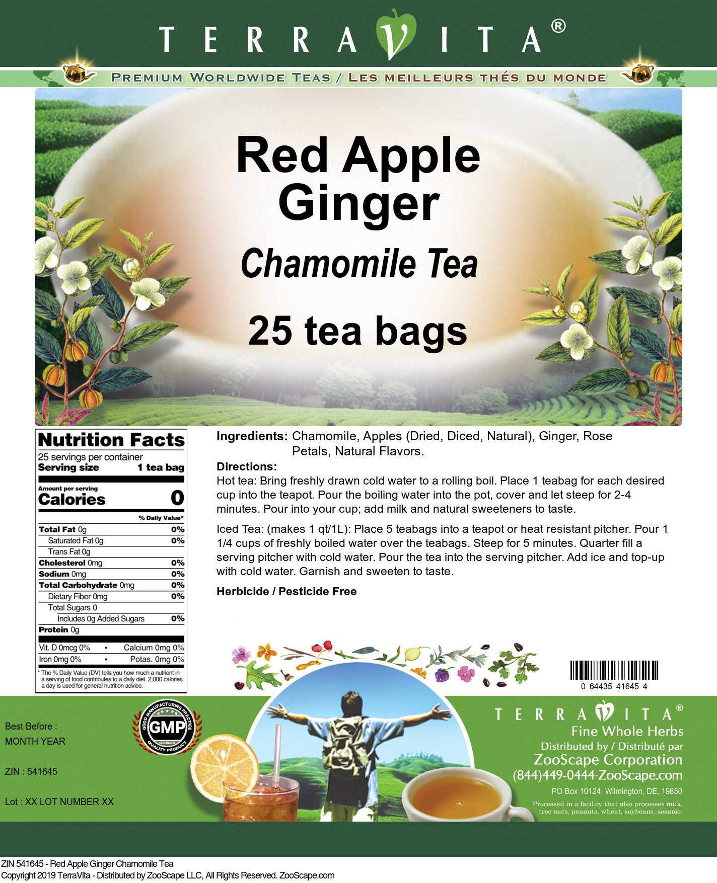 Red Apple Ginger Chamomile Tea - Label