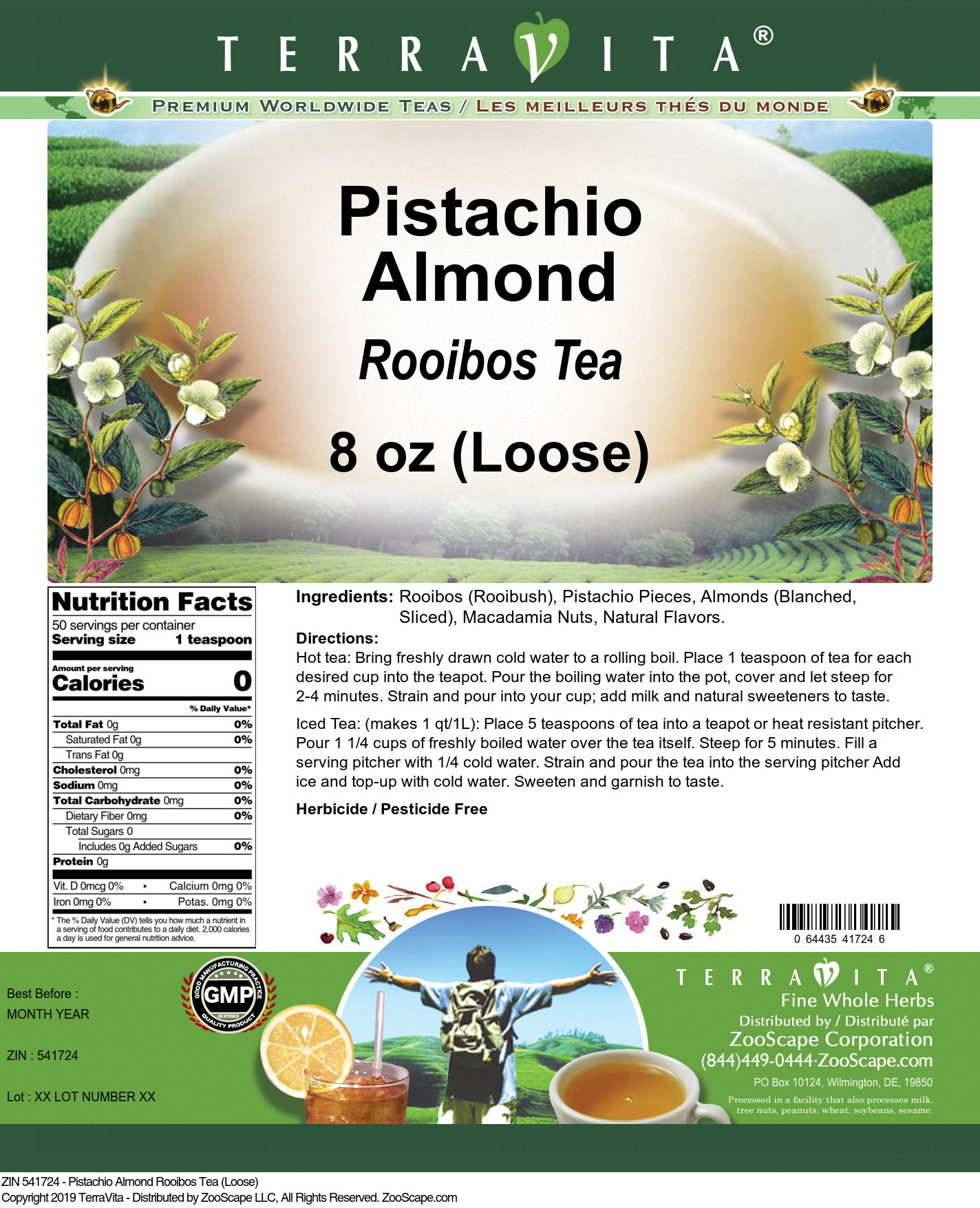 Pistachio Almond Rooibos Tea (Loose) - Label