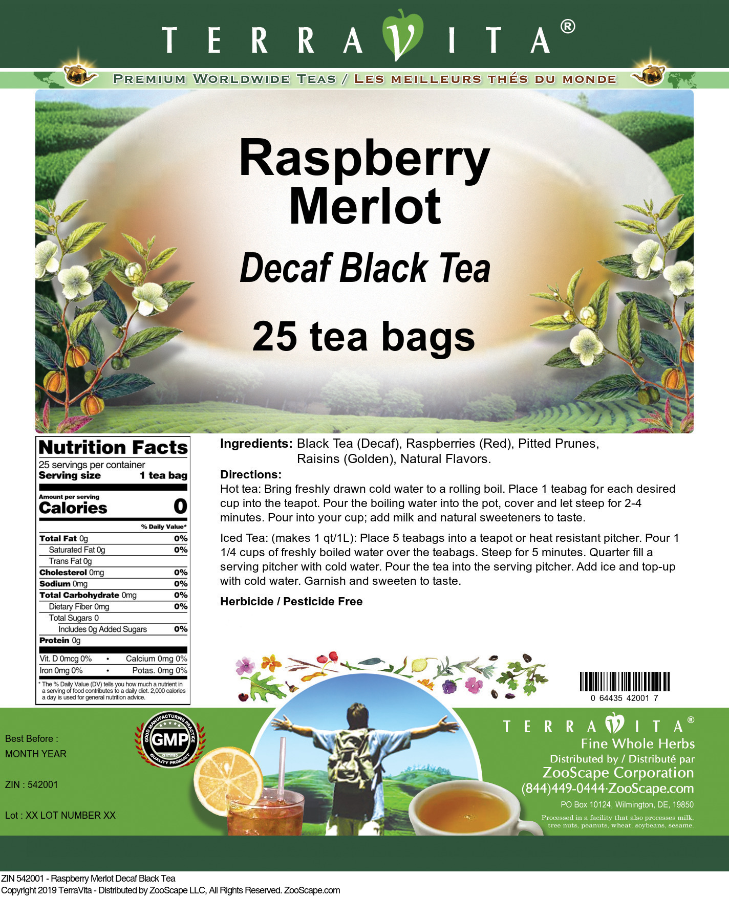 Raspberry Merlot Decaf Black Tea - Label