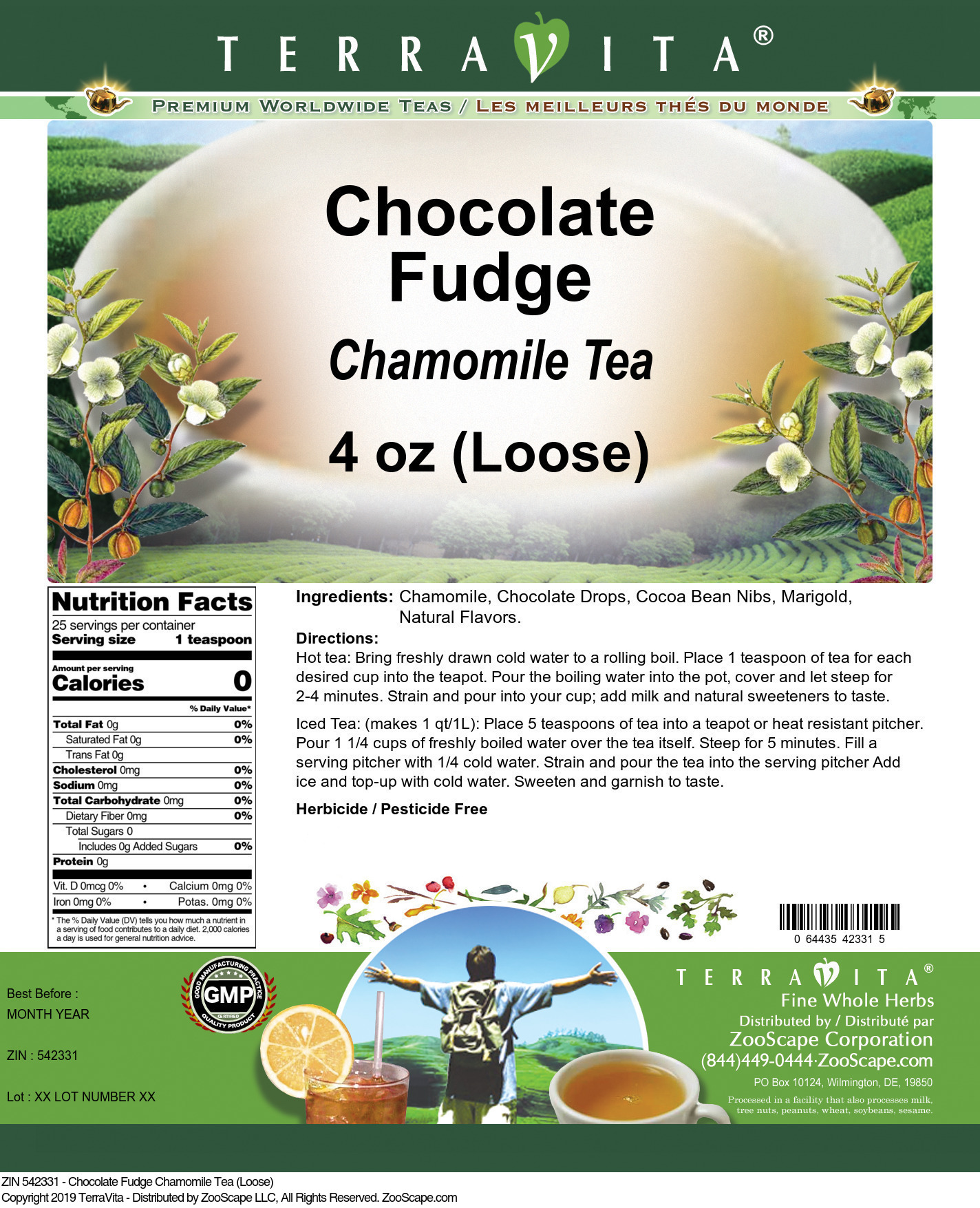 Chocolate Fudge Chamomile Tea (Loose) - Label