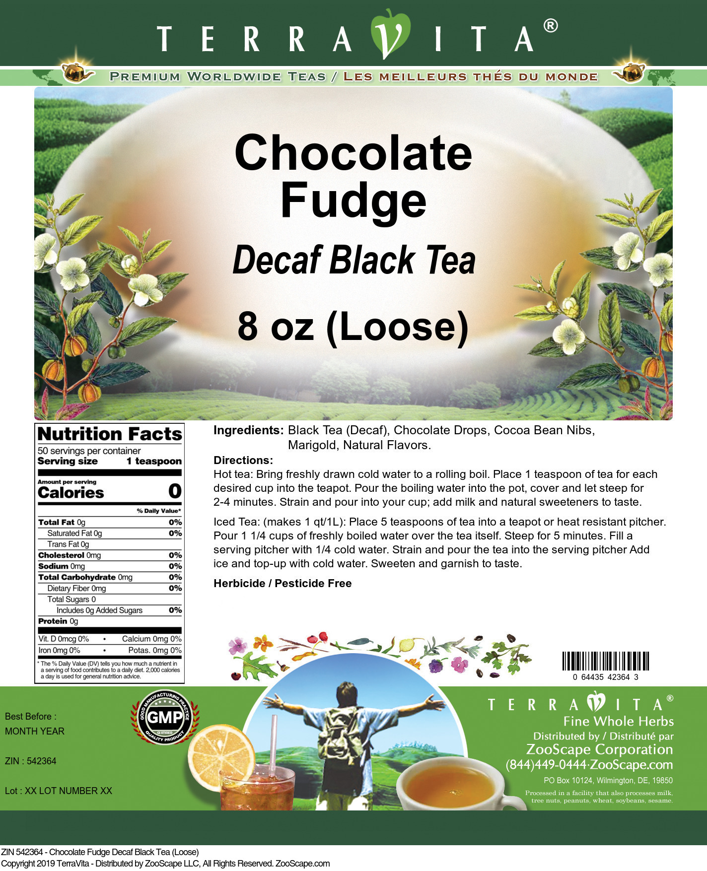 Chocolate Fudge Decaf Black Tea (Loose) - Label