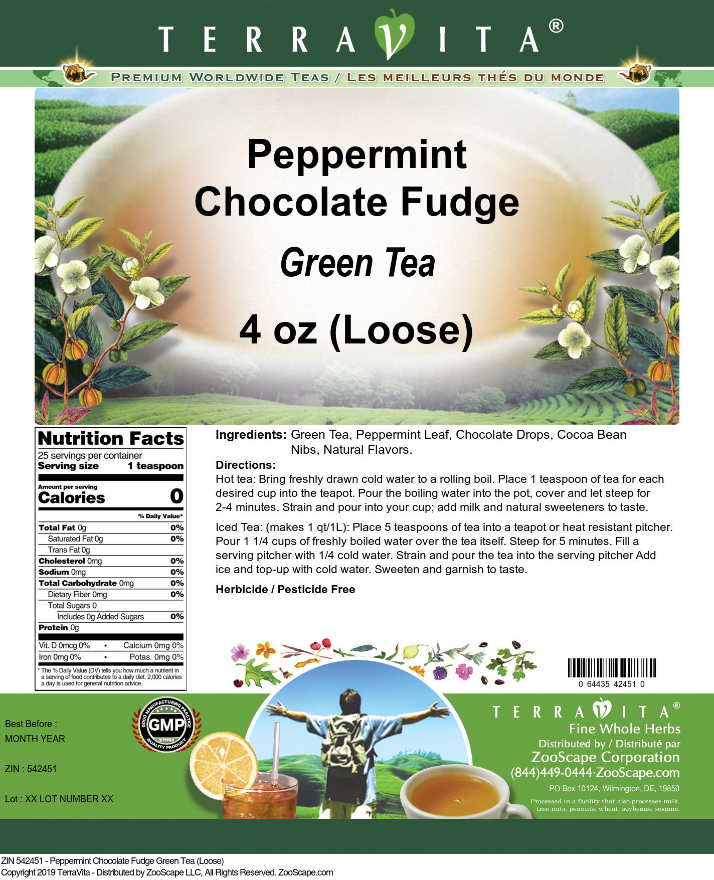 Peppermint Chocolate Fudge Green Tea (Loose) - Label